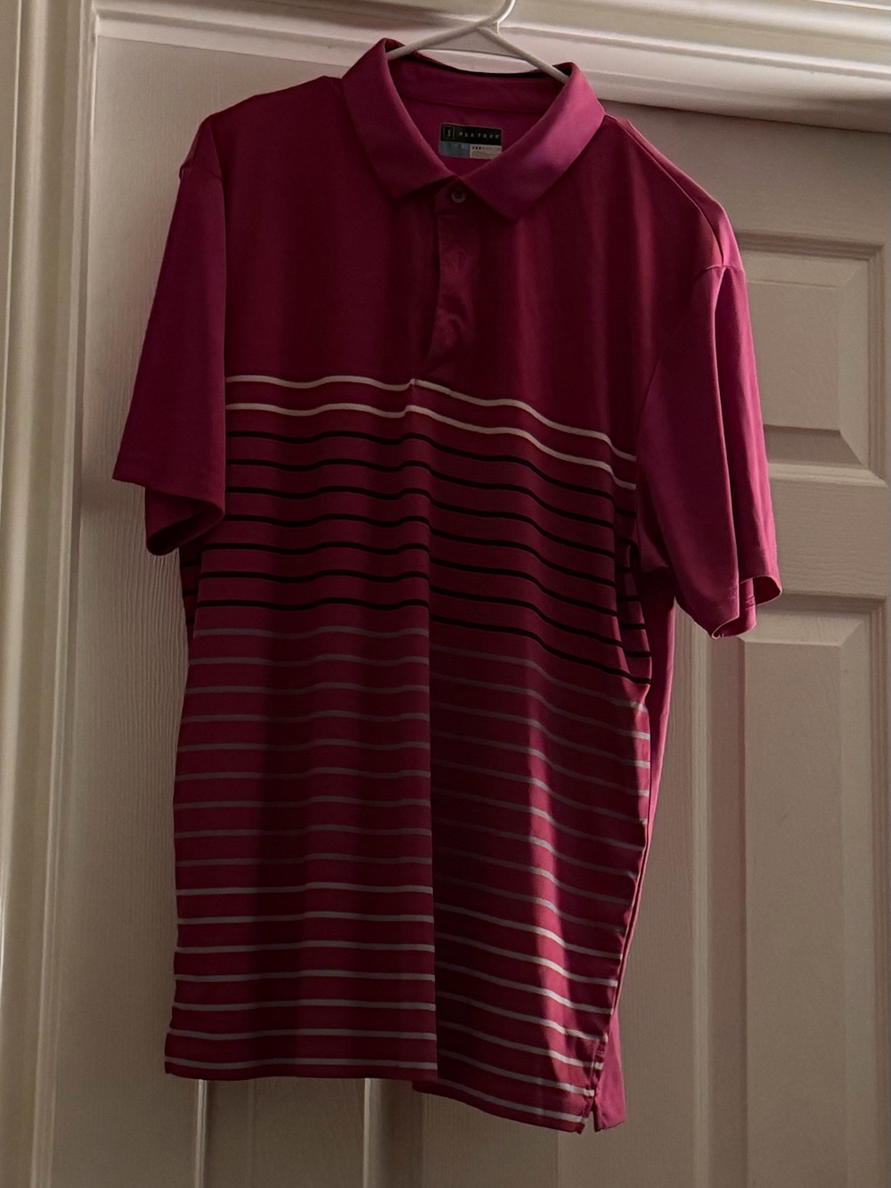 PGA Tour Men's Magenta Striped Polo